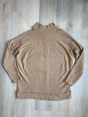 We The Free Knit Mock Neck Sweater Tan Oversized Cozy Pullover